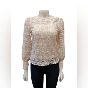 Ricki’s NWT Lace Puff Long Sleeve Top Creme Lacey Size XS
